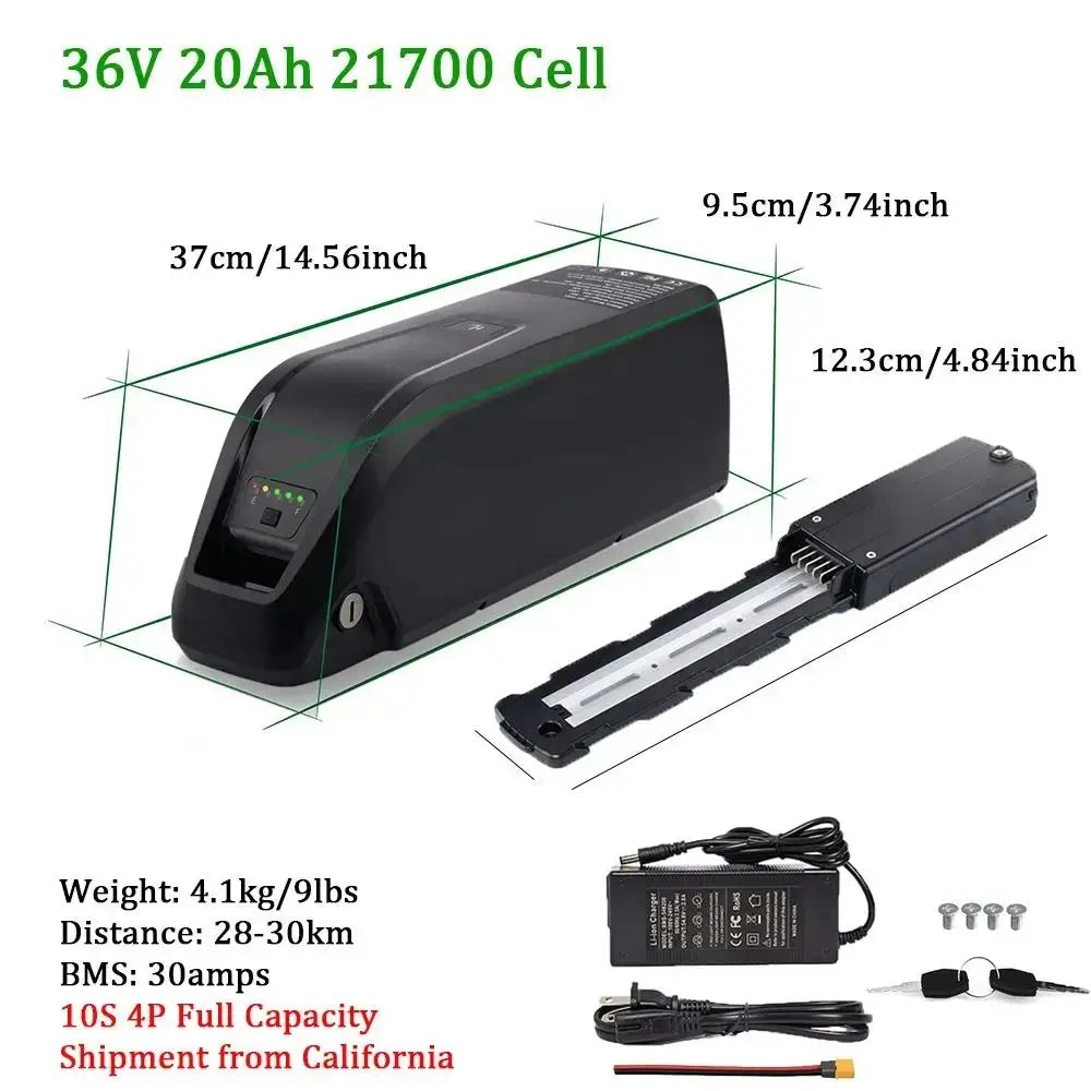 36V 48V 52V Hailong Ebike Battery with Charger Full Capacity 10Ah 15Ah 20Ah Powerful 18650 Lithium Battery Pack Free Shipping